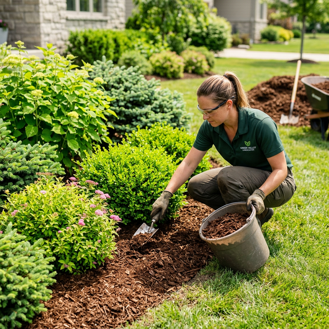 Yard cleanup and mulch installation